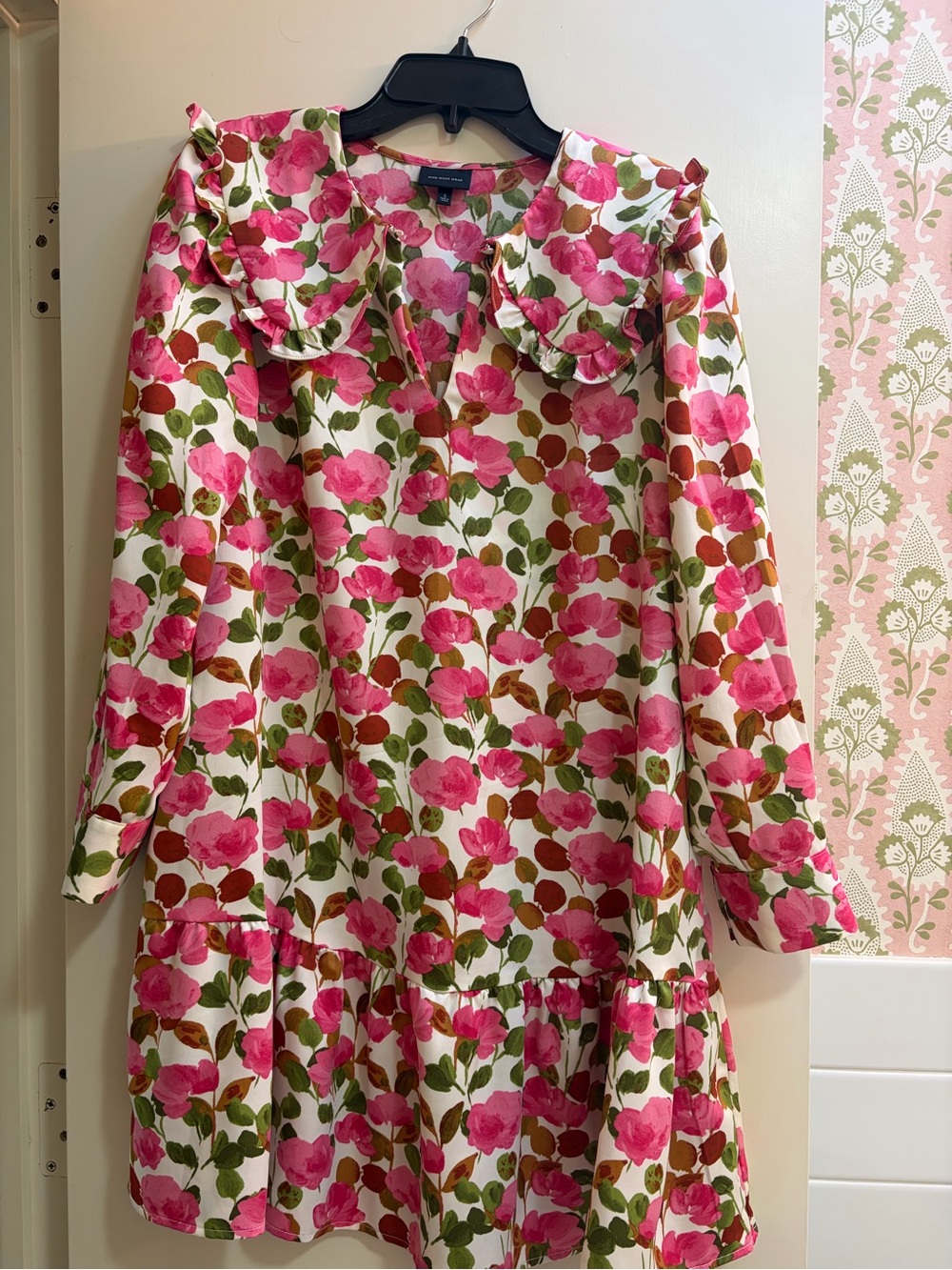 Who What Wear Pink Floral Collared Casual Dress